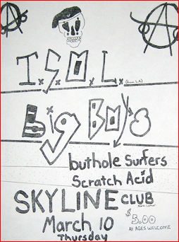 1983-03-10 - Skyline Club, Austin, TX flyer [also on the bill: TSOL, Big Boys, Butthole Surfers]