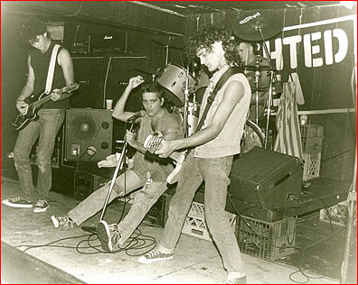 Original line up left to right: Steve Gallagher, SRS, Mike Butler-bass, Rob Akk on drums 1983